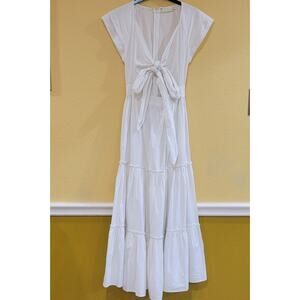 Happy Nature Women’s Summer Dress White Front Tie Tiered Maxi Dress size 00